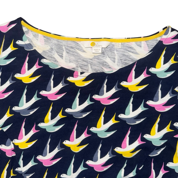 Boden Penny Jersey Swallow Dress Size UK 10L/US 6L Navy 3/4 sleeves midi preppy - Picture 8 of 13